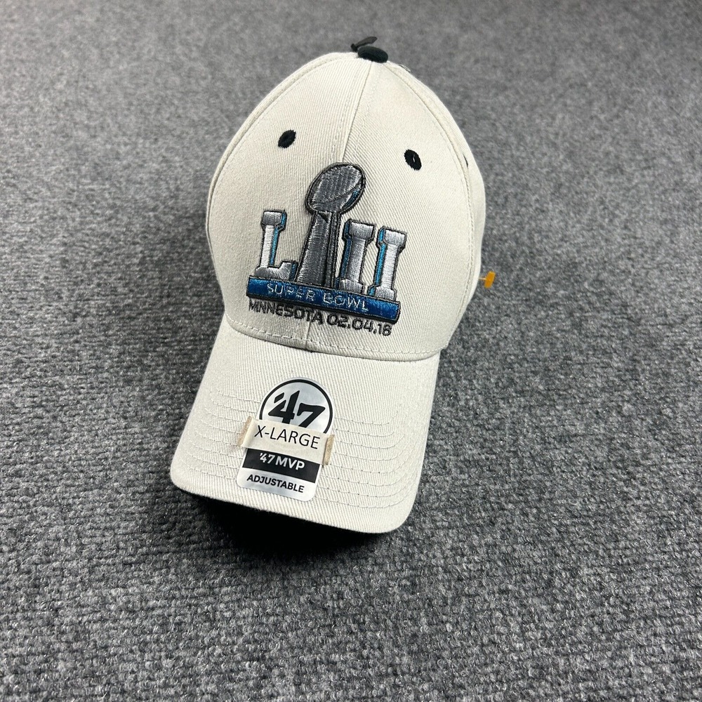 Super Bowl 2018 Cap Mens OSFA LII White Baseball Hat '47 100% Cotton